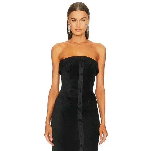 SALONI CARINA BLACK COTTON VELVET CORSET MIDI DRESS Size 0 NEW NWT! - Picture 5 of 10